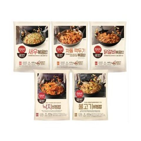 CJ 비비고 볶음밥 5종 (닭갈비볶음밥+차돌깍두기볶음밥+새우볶음밥+소고기볶음밥+햄야채볶음밥), 1세트