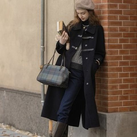르니나 한예슬착용 CAEL handmade wool buckle long coatBLACK