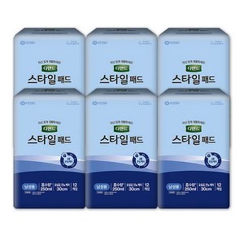 디펜드 스타일 패드 남성용 12매입 6팩 요실금 전립선 잔뇨, 12매입 6팩(프리사이즈), 12개입