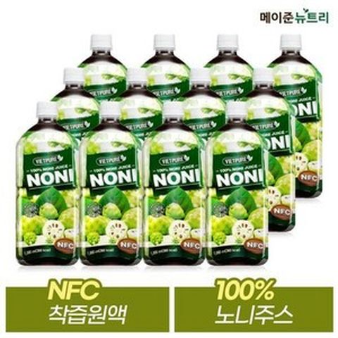 (메이준생활건강)메이준뉴트리 NFC 비엣퓨어 100% 노니주스 1000ml 12병, 12개, 1L