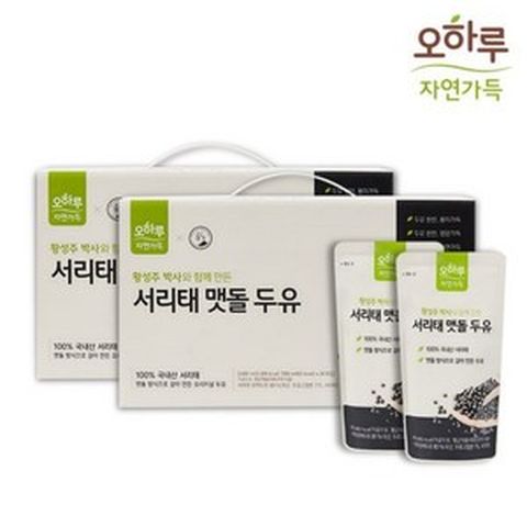 오하루 자연가득 100% 국내산 서리태 맷돌 두유 1박스 (20팩), 40개, 190ml