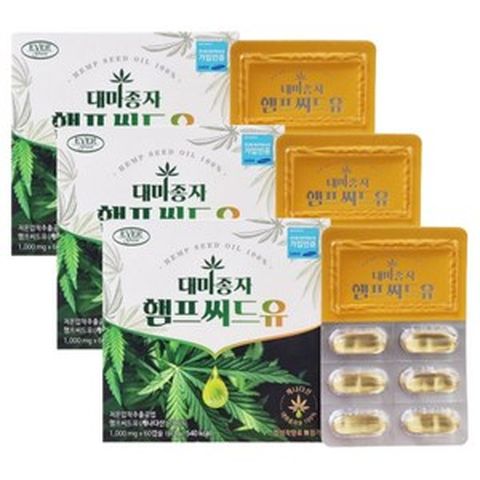 에버그린 대마종자 햄프씨드유 1 000mg X 180캡슐 (6개월분), 1개