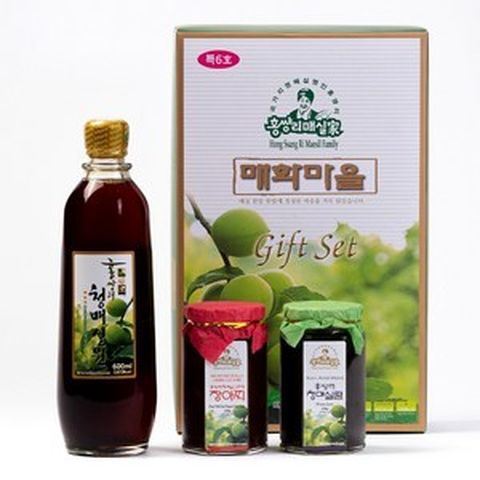 홍쌍리 매실청 선물세트 특6호 (600ml+고추장장아찌+매실쩀), 1세트