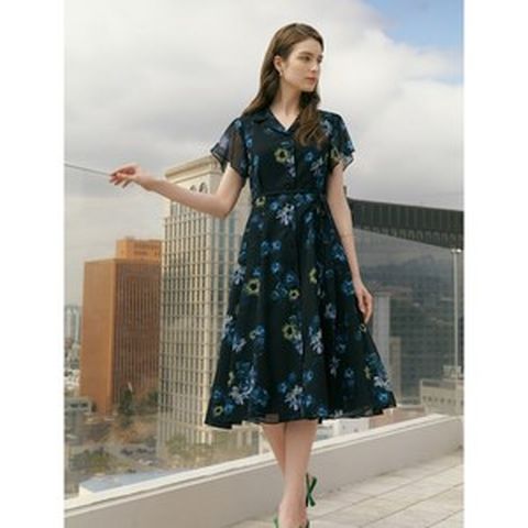 Cerruti 1881 24Summer 플로럴 쉬폰 원피스 200678