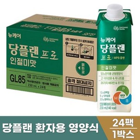 [하루 영양식] 뉴케어 당플랜 프로 인절미맛 (230mlx24팩) 1박스 / 새로워진 당뇨환자용 균형영양식 [환자식 영양보충식 균형영양], 24개, 230ml