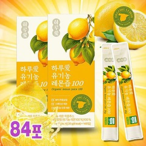 [ 기다렸다 1스틱에 통레몬 1개 놀라움] 혁신하라! 유기농 레몬즙 원액 100 % 스틱 하루 애 레몬즙 100 주스 1일1레몬 원액 쥬스, 6박스(84포), 84ml