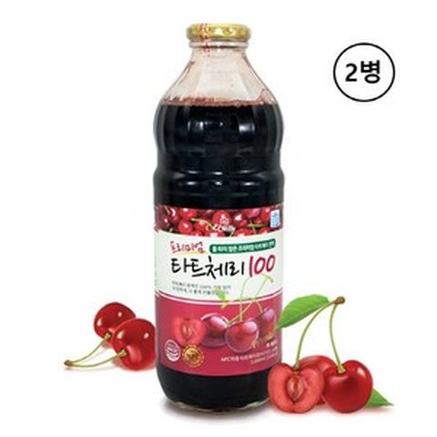 타트 체리 원액 터키산 NFC 착즙 쥬스 100% 다트체리 주스 즙 타드체리 타투체리 타르트체리 농축액 물타지않은 과채주스 멜라토닌 효능 병 추천 식약처 식약청 haccp 인증, 2개, 1L