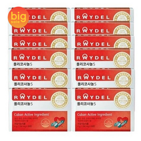 레이델 폴리코사놀5 30정 식약처인증 쿠바산 폴리코사놀 정품 성인 남성 여성 RAYDEL POLICOSANOL, 12개