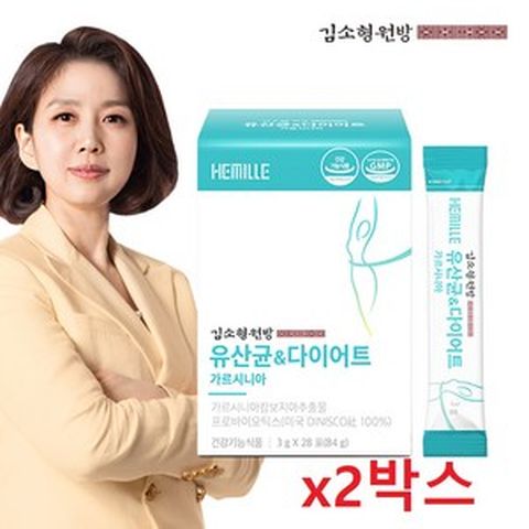 김소형원방 유산균 다이어트 가르시니아캄보지아 마태 히비스커스 추출 장건강 기능성 프리미엄 프로바이오틱스 함유, 84g, 2박스