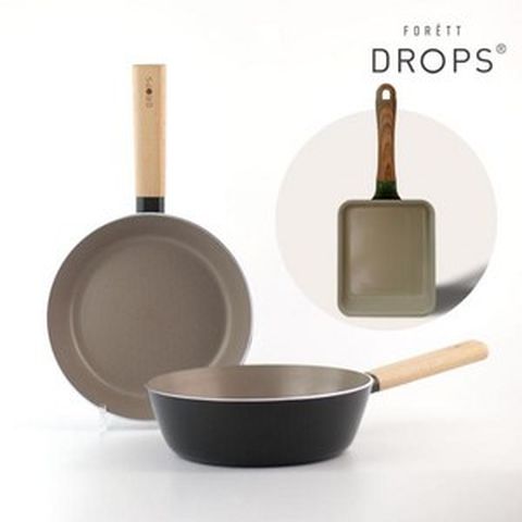 eTV 드롭스 포레 IH프라이팬 22cm+IH멀티팬 22cm(그린)+계란말이팬 증정, 1