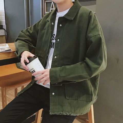 남자봄점퍼 카키색 남성 봄자켓 가벼운 카라자켓 간절기 외투