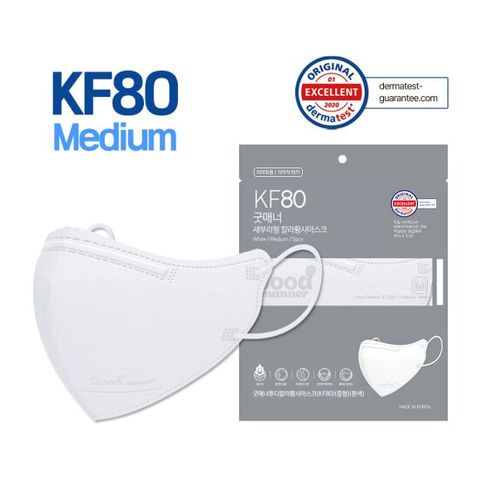 굿매너 KF80 새부리형 마스크 중형 화이트 50매