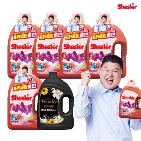 쉬슬러 퍼펙트클린 로즈마리 세제 3.05L 5개+파우더1개