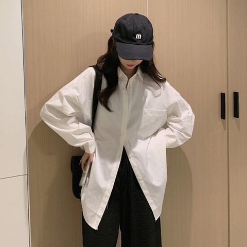 [HOT] 쿠키키 무지 면100 오버핏 루즈핏 포켓 여성 셔츠