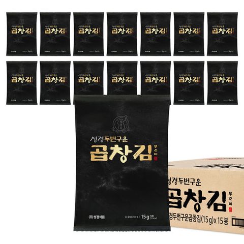 [성경김본사] 프리미엄 두번구운 곱창돌김 30g(10매) X 15봉