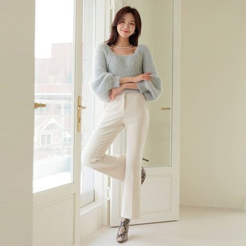오드 PTN401 치즈 기모 부츠컷 슬랙스