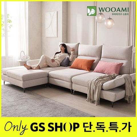 우아미가구 윈 4인 코브라 스윙 갤럭시 패브릭 소파+스툴
