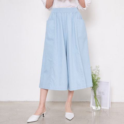 [헤이올리] 세로절개 가로포켓 와이드 7부 팬츠 PH391