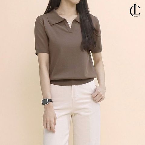 [엘케이트] 여성 니트 LCR031 카라 베이직 얇은 반팔티