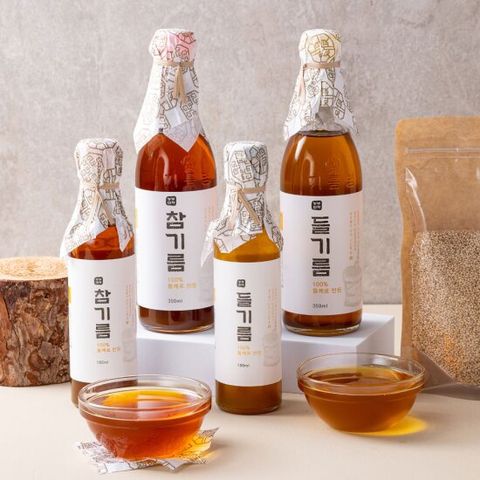 [농부미학] 저온압착 참기름 350ml, 통깨 100%