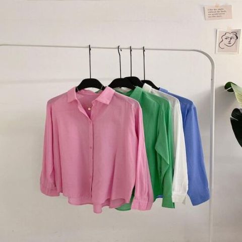 투케 린넨 단추 여유핏 언발 롱 셔츠(4color)