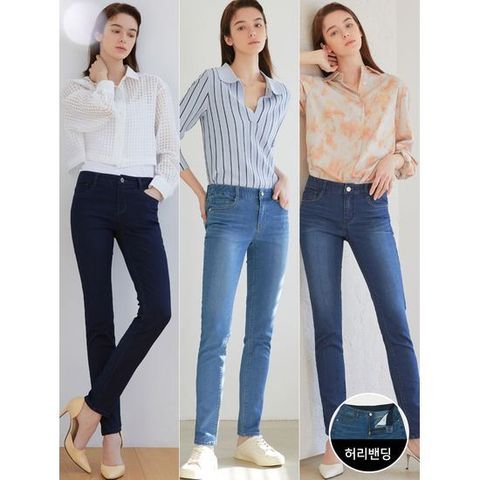 [뱅뱅]여성 레귤러핏 스판 데님 3종택1