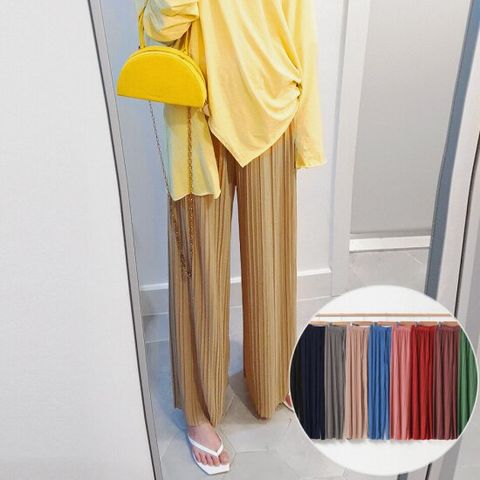 [비비드글램]썸머 플리츠 쿨 쉬폰팬츠 9color 와이드팬츠