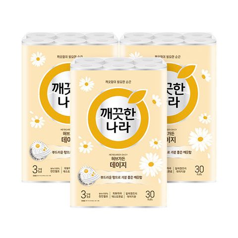 깨끗한나라 허브가든 데이지 30롤 3팩(총90롤)