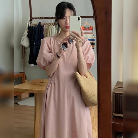 [유니제이] 르샐 퍼프 롱 반팔 원피스