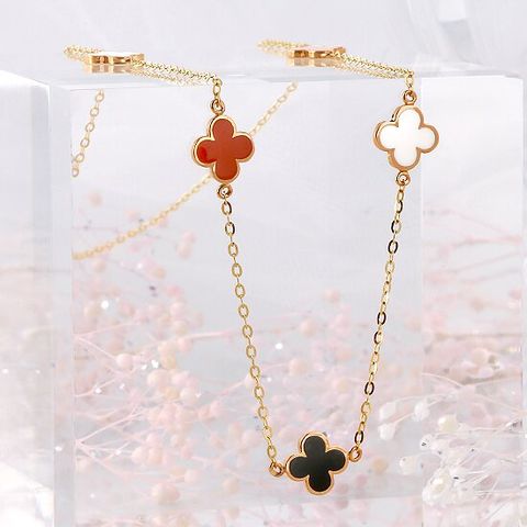 [제메이스] 14K 프렌치 에나멜 크로버 목걸이