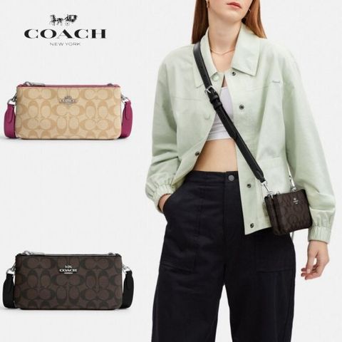 코치 COACH CJ790 OL 여자 가방 더블 지퍼 크로스백