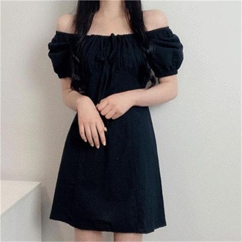 [비위치][비위치] (오프숄더 가능) 스퀘어넥 린넨 퍼프 미니원피