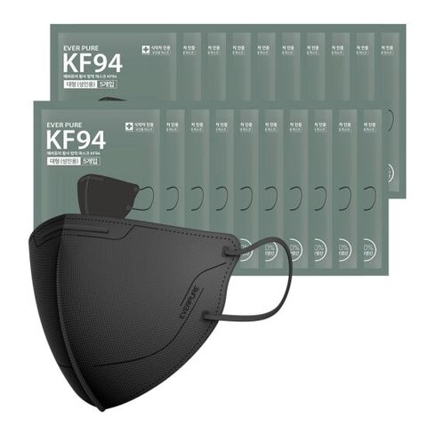자우버탁 에버퓨어 새부리형 마스크(KF94)(블랙/대형) 100입