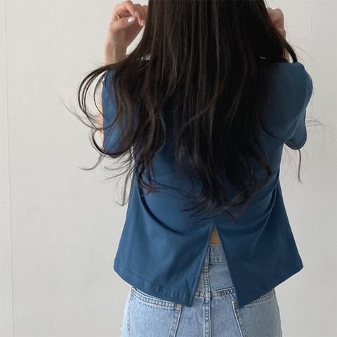 [옷자락]여자 단체복 세미크롭 트임반팔티 흰반팔티