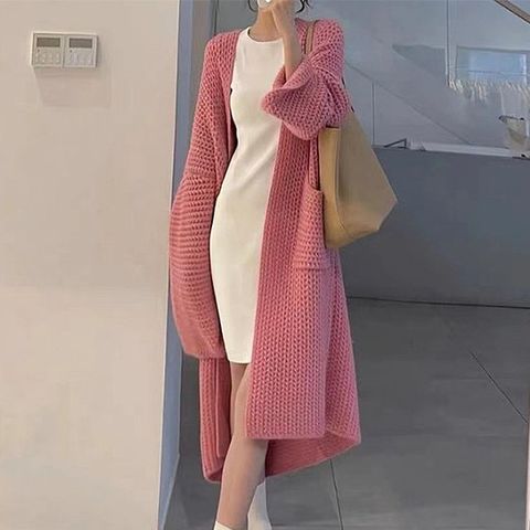 [아리엘스타일]포인트있는 여성스러운룩 핑크렐라가디건