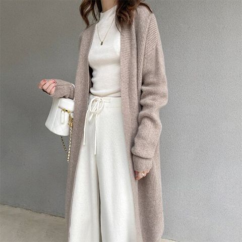 [아리엘스타일]여성스러운 데일리룩 롬헤드롱가디건