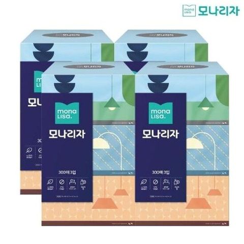 [모나리자] 미용티슈 300매3입 x 4팩
