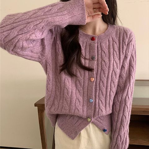 [페리엠]러블리 루즈핏 하트 가디건 라운드넥 리아가디건