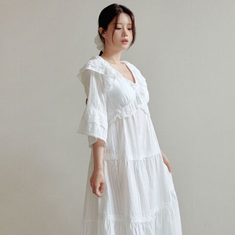 바풀 LL33040-32 여성잠옷 순면 홈드레스 파자마 원피스 잠옷