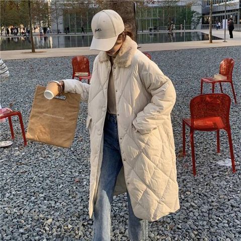 양털카라 깔깔이 롱패딩점퍼