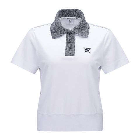 [어뉴골프] 여성 WOMEN KNIT COLLAR LOOSE SHORT T-SHIRT_WH