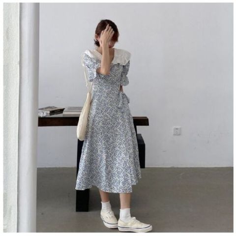 플라워원피스 세일러카라 플라워 원피스