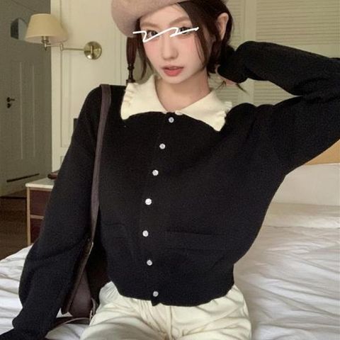 [마롱패션]Fb 프릴 카라 시보리 가디건 T-118 마롱패션