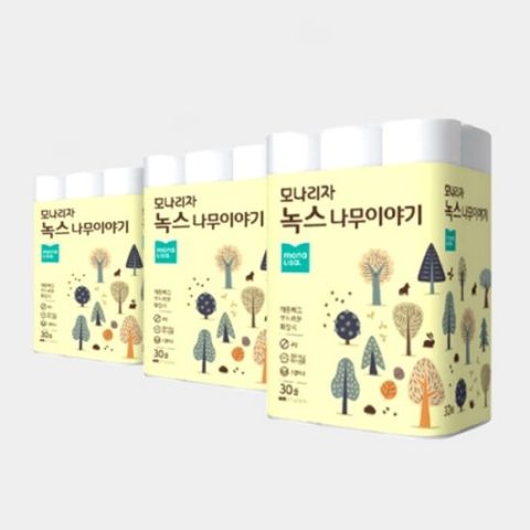 모나리자 녹스 나무이야기 데코 3겹 27m 30롤 3팩 휴지_JS