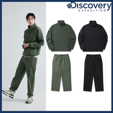 [ 롯데백화점 ]디스커버리 [택가 298,000원] 24SS 고프코어 우븐 트레이닝 셋업 세트 DMTR35041-GSAN