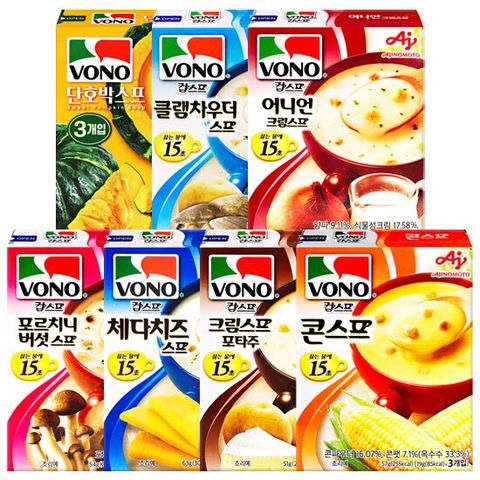 보노 스프 3개입x15개 콘 치즈 버섯 크림 어니언 차우더 단호박