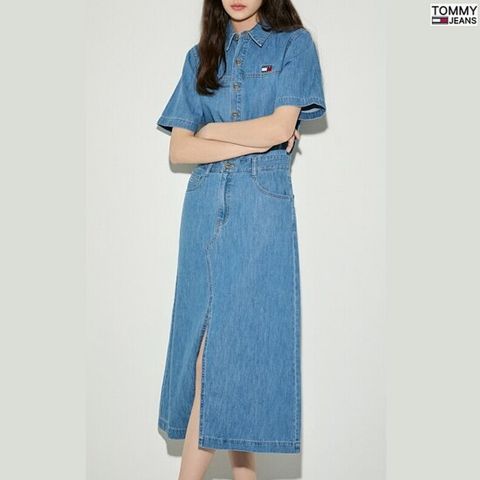 [ 롯데백화점 ][타미진]여성 반팔 셔츠 데님 롱 원피스 T32F1WOP03TWL1