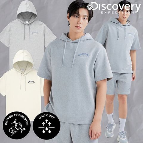 [ 롯데백화점 ]디스커버리 이월할인 남성/여성 공용 후드 반팔 DXTR53043