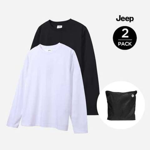 [ 현대백화점 ]지프[Jeep] 남여공용 2pack 긴팔티셔츠 (화이트+블랙)