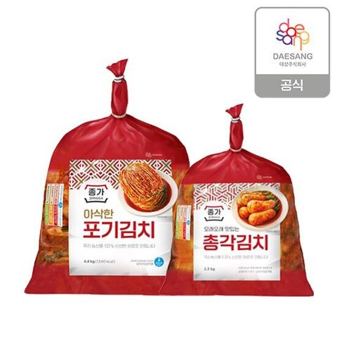 종가 아삭한 포기김치 4.4kg + 총각김치 2.3kg